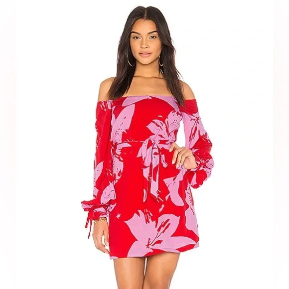 Revolve Bardot Dariela Dress in Star Lily| size 8 - Picture 1 of 6